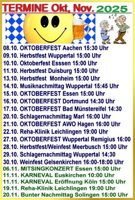 Termine 2025: Oktober bis November.